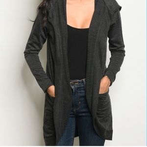 Charcoal Gray Long Length Cardigan